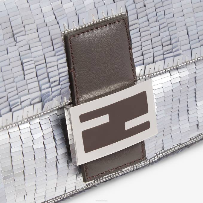 Women Re-Edition Bag In Aluminum-Tone Sequins Silver Fendi Accessories 6RHH795