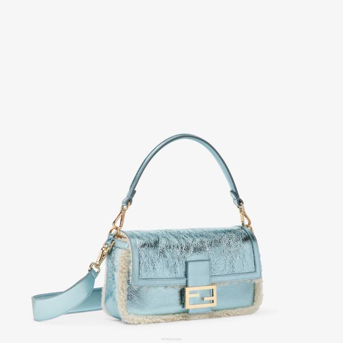 Women Re-Edition Bag In Lame Sheepskin Light blue Fendi Accessories 6RHH798
