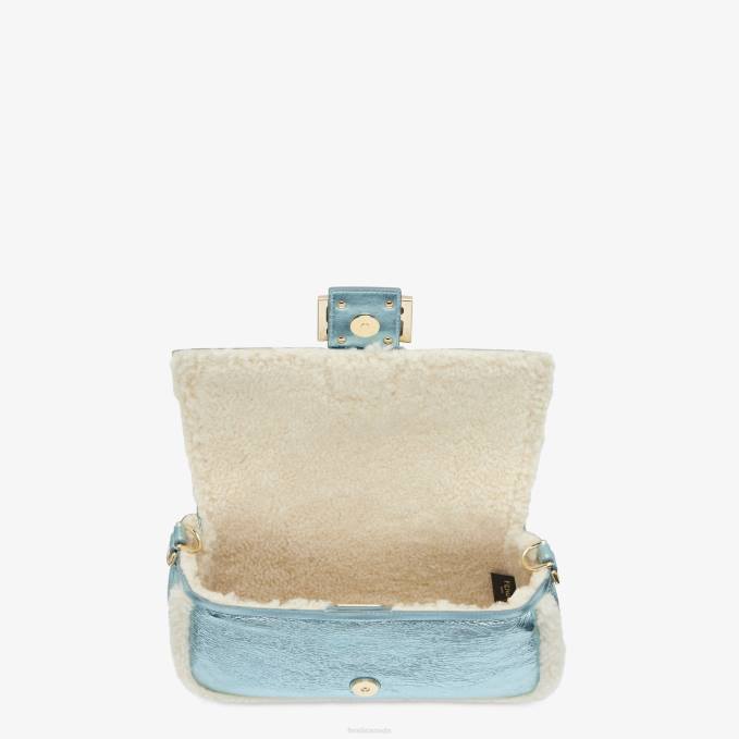 Women Re-Edition Bag In Lame Sheepskin Light blue Fendi Accessories 6RHH798