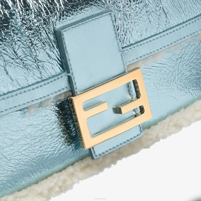 Women Re-Edition Bag In Lame Sheepskin Light blue Fendi Accessories 6RHH798