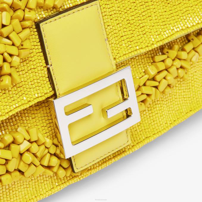 Women Re-Edition Bag In Stones And Beads Yellow Fendi Accessories 6RHH799