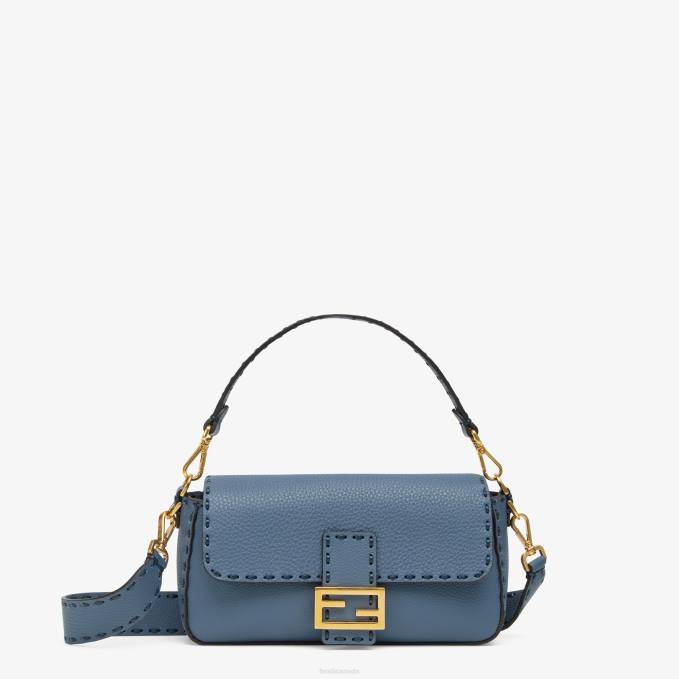 Women Selleria Bag With Oversize Topstitching Blue Fendi Accessories 6RHH697