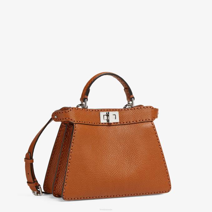 Women Selleria Bag With Oversized Topstitching Brown Fendi Accessories 6RHH612