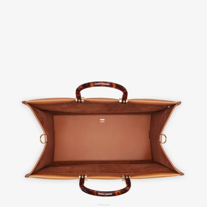 Women Sunshine Large Leather Shopper Brown Fendi Accessories 6RHH524