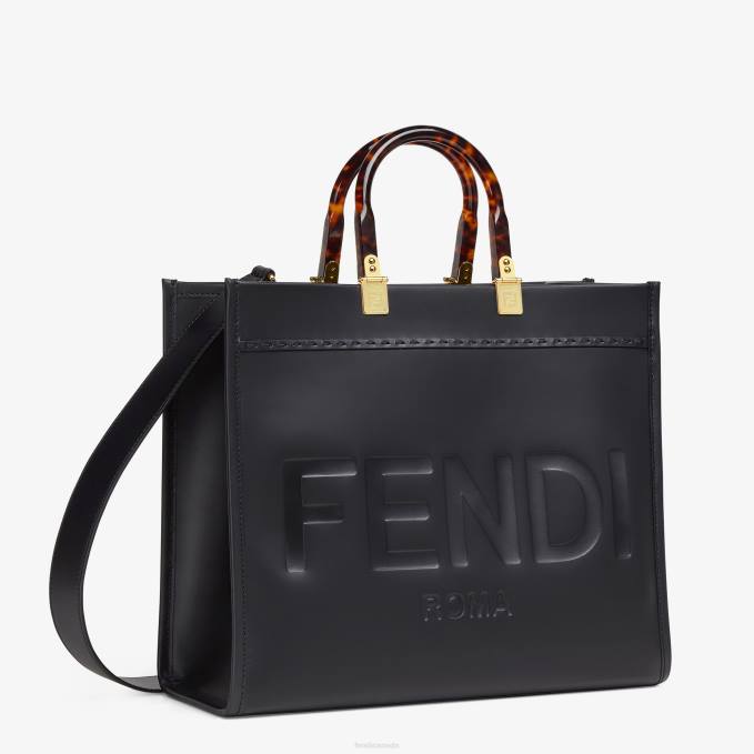 Women Sunshine Medium Leather Shopper Black Fendi Accessories 6RHH580