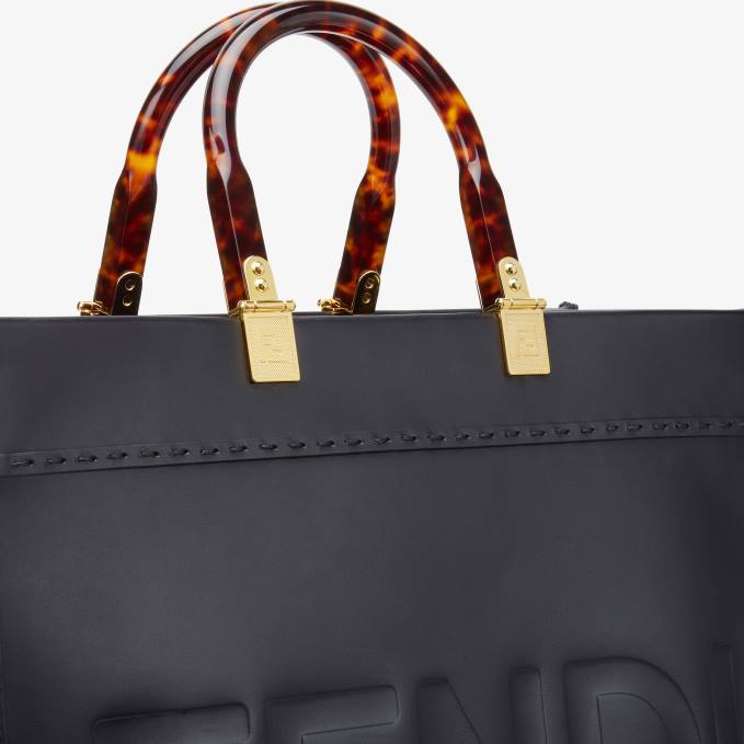 Women Sunshine Medium Leather Shopper Black Fendi Accessories 6RHH580
