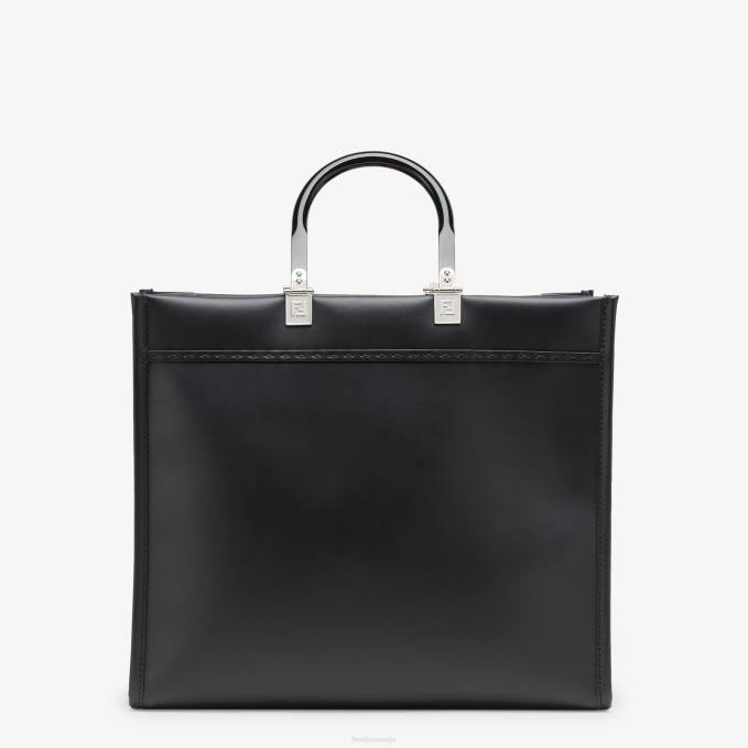 Women Sunshine Medium Leather Shopper Black Fendi Accessories 6RHH678
