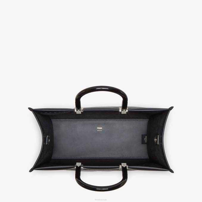Women Sunshine Medium Leather Shopper Black Fendi Accessories 6RHH678