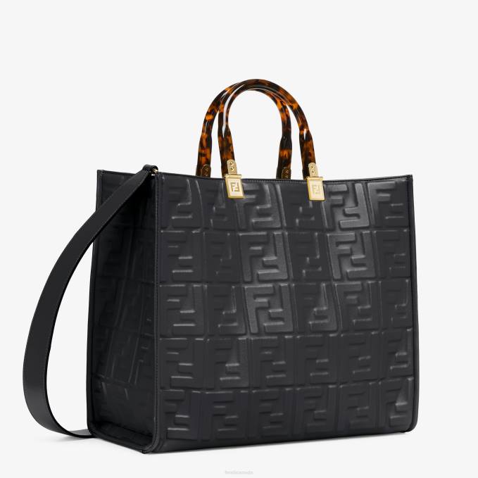 Women Sunshine Medium Leather Shopper Black Fendi Accessories 6RHH756