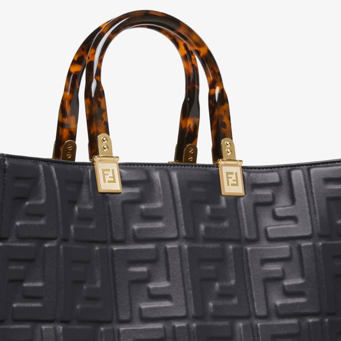 Women Sunshine Medium Leather Shopper Black Fendi Accessories 6RHH756