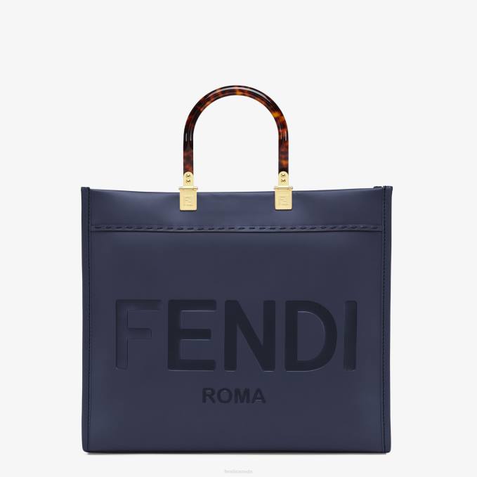 Women Sunshine Medium Leather Shopper Blue Fendi Accessories 6RHH869