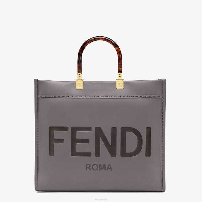 Women Sunshine Medium Leather Shopper Gray Fendi Accessories 6RHH884