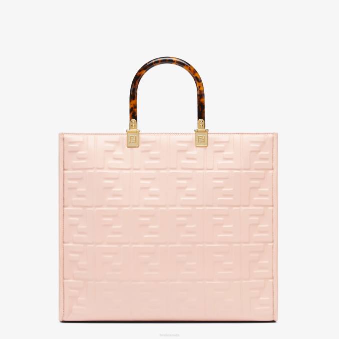 Women Sunshine Medium Leather Shopper Pink Fendi Accessories 6RHH817
