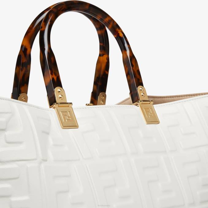 Women Sunshine Medium Leather Shopper White Fendi Accessories 6RHH764