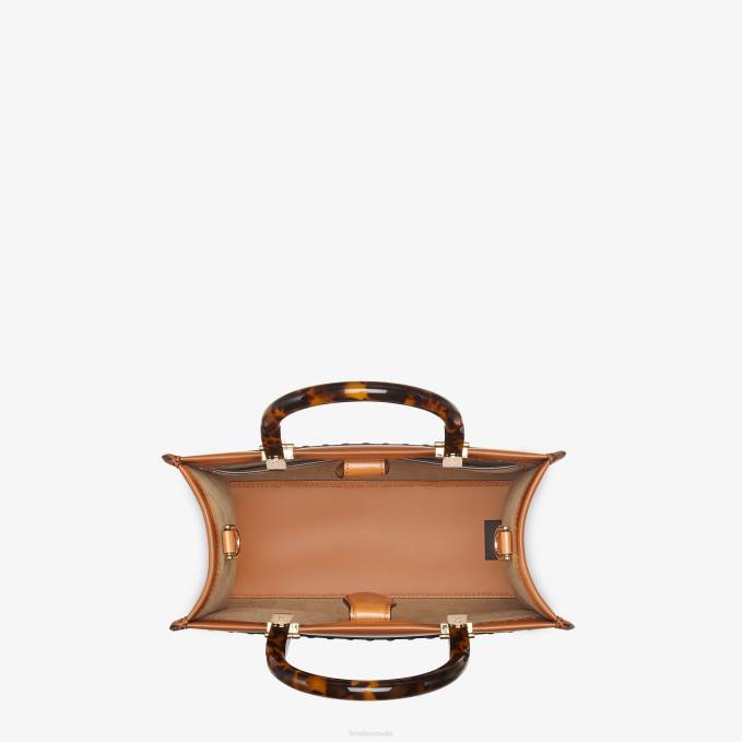 Women Sunshine Small Leather Shopper Brown Fendi Accessories 6RHH522