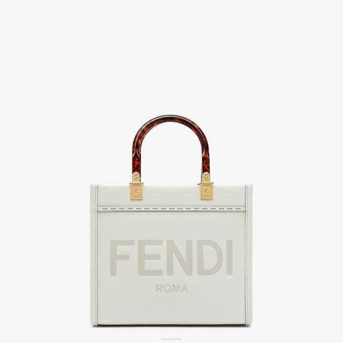 Women Sunshine Small Leather Shopper White Fendi Accessories 6RHH642