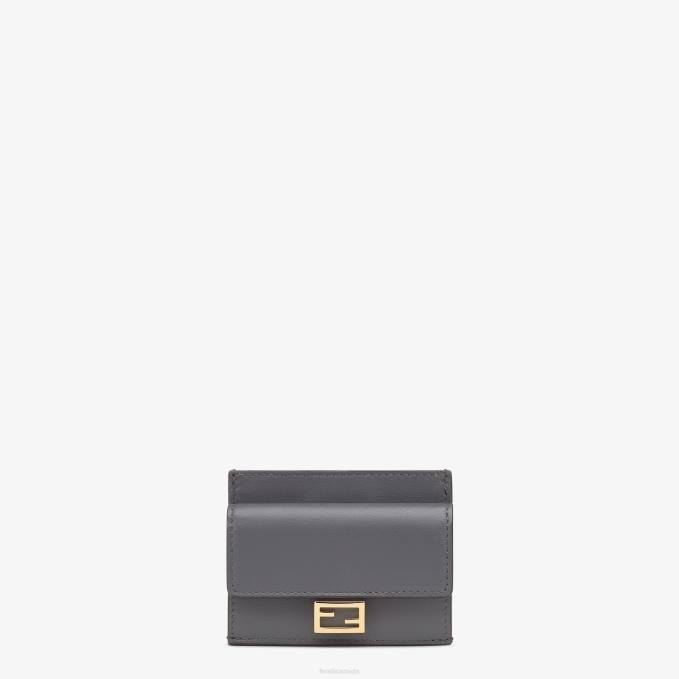Women FF Nappa Leather Card Holder Gray Fendi Accessories 6RHH1533