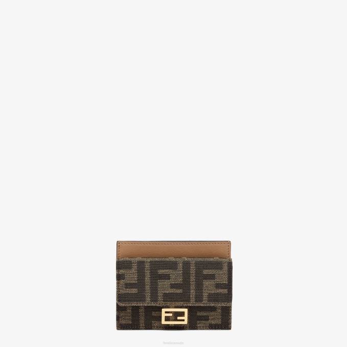 Women Fabric Card Holder Brown Fendi Accessories 6RHH1420