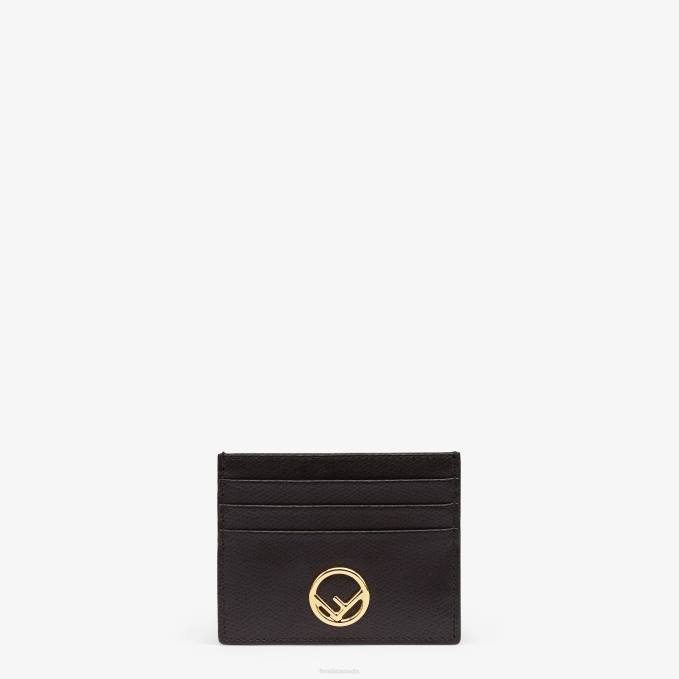 Women Flat Leather Card Holder Black Fendi Accessories 6RHH1448