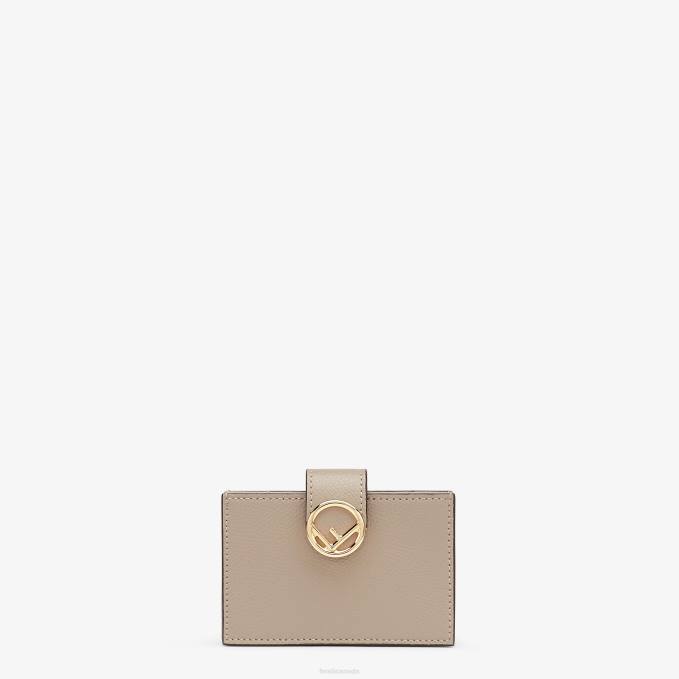 Women Leather Gusseted Card Holder Beige Fendi Accessories 6RHH1603