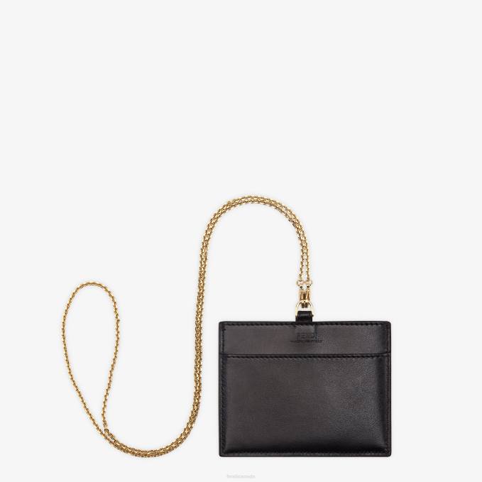 Women Leather Name Badge Black Fendi Accessories 6RHH1445