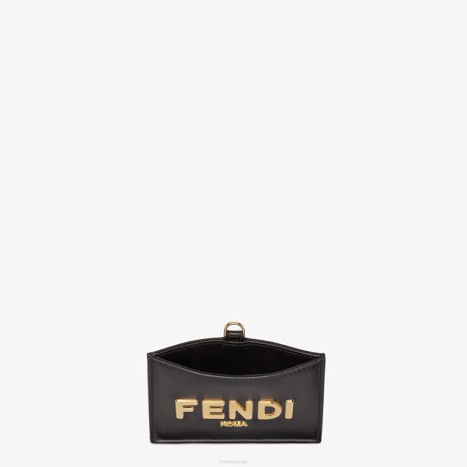 Women Leather Name Badge Black Fendi Accessories 6RHH1445