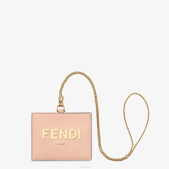 Women Leather Name Badge Pink Fendi Accessories 6RHH1539