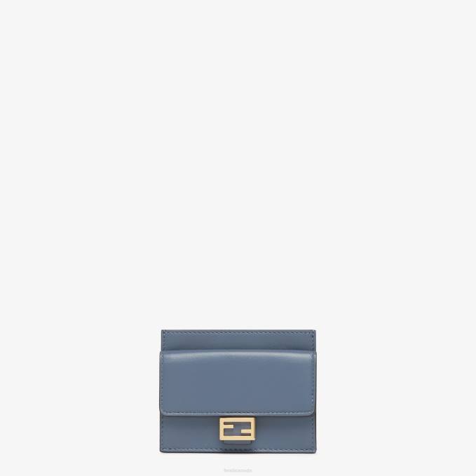 Women Nappa Leather Card Holder Blue Fendi Accessories 6RHH1498