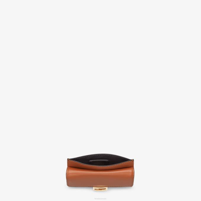 Women Nappa Leather Card Holder Brown Fendi Accessories 6RHH1454