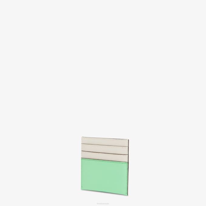 Women Two-Tone And Leather Flat Card Holder White Fendi Accessories 6RHH1469