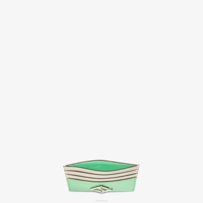 Women Two-Tone And Leather Flat Card Holder White Fendi Accessories 6RHH1469