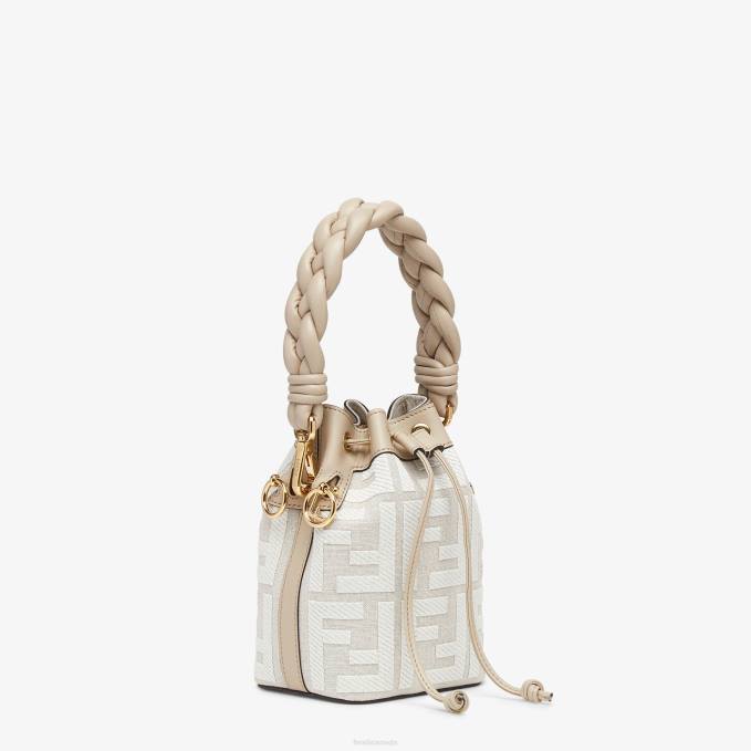 Women Canvas FF Mini Bag White Fendi Accessories 6RHH899