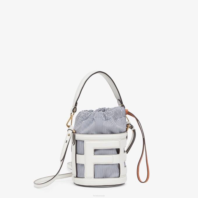 Women Leather And Striped Fabric Mini-Bag White Fendi Accessories 6RHH614