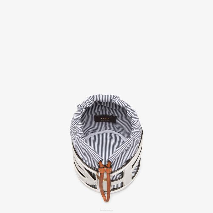 Women Leather And Striped Fabric Mini-Bag White Fendi Accessories 6RHH614