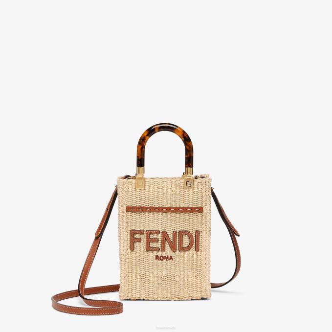 Women Natural Straw Mini-Bag Beige Fendi Accessories 6RHH641