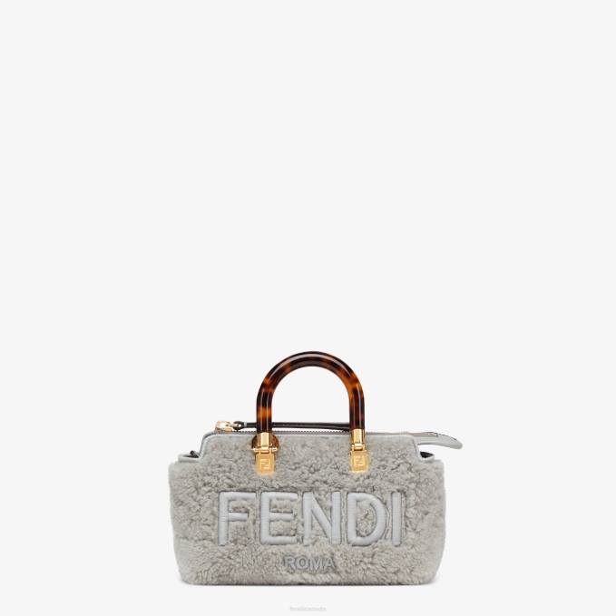 Women Sheepskin Small Boston Bag Gray Fendi Accessories 6RHH837