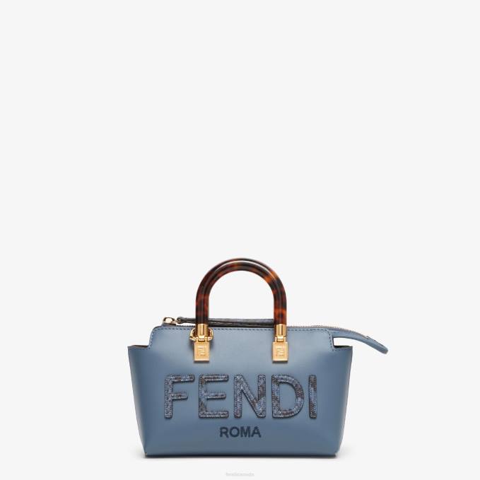 Women Small Leather And Elaphe Boston Bag Blue Fendi Accessories 6RHH736