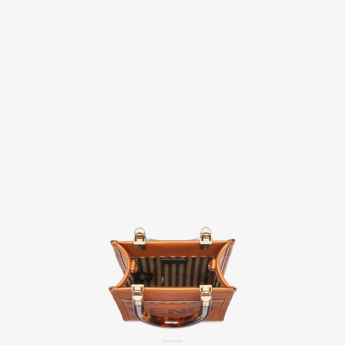 Women Sunshine Shopper Leather Mini-Bag Brown Fendi Accessories 6RHH681