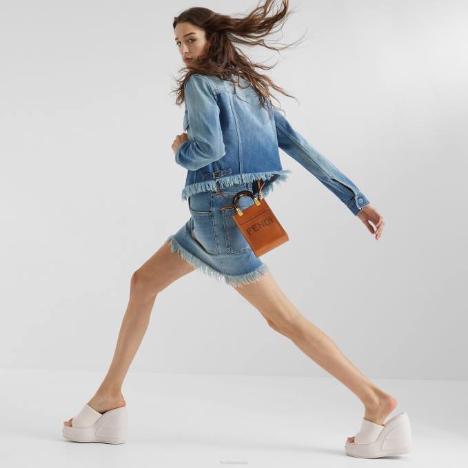 Women Sunshine Shopper Leather Mini-Bag Brown Fendi Accessories 6RHH681