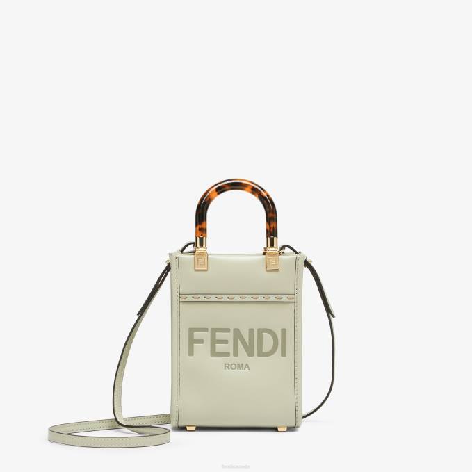Women Sunshine Shopper Leather Mini-Bag Green Fendi Accessories 6RHH733