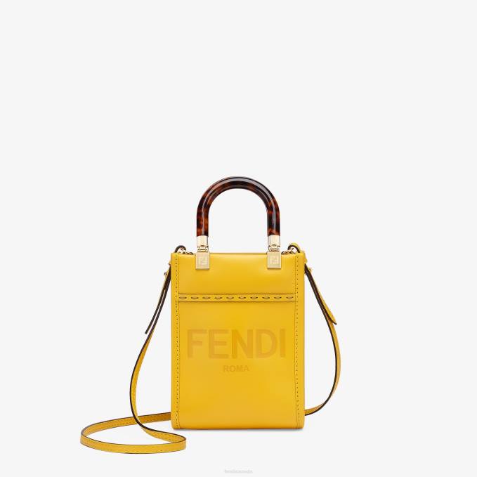 Women Sunshine Shopper Leather Mini-Bag Yellow Fendi Accessories 6RHH885
