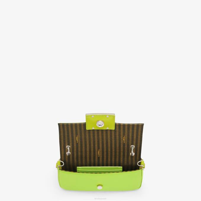 Women Acid Silk Pouch Green Fendi Accessories 6RHH800