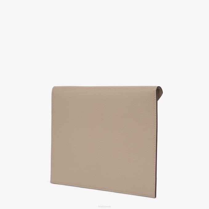 Women Dove Leather Pouch Gray Fendi Accessories 6RHH1505