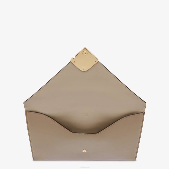 Women Dove Leather Pouch Gray Fendi Accessories 6RHH1505