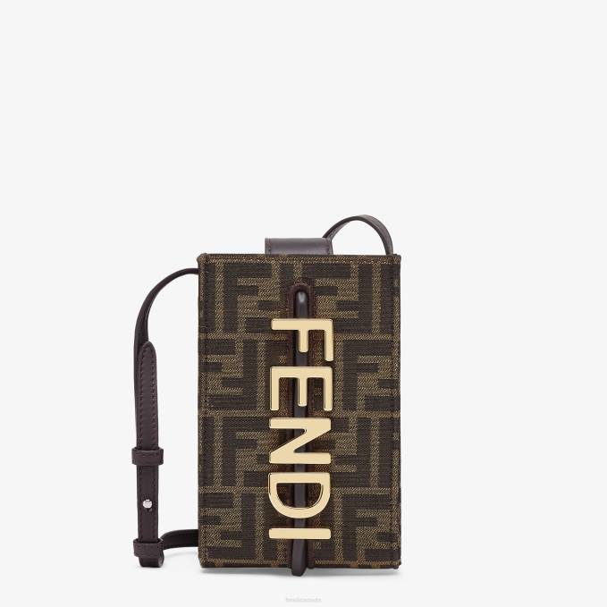 Women FF Fabric Pouch Brown Fendi Accessories 6RHH1434