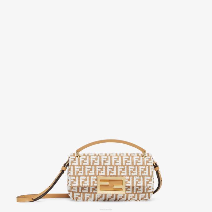 Women FF RaFFia Pouch Beige Fendi Accessories 6RHH649