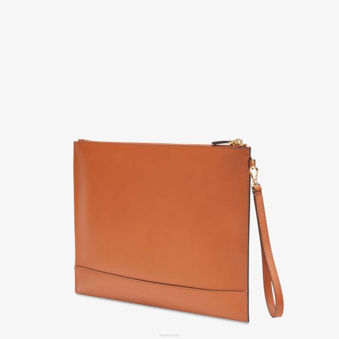 Women Flat Large Leather Pouch Brown Fendi Accessories 6RHH1503