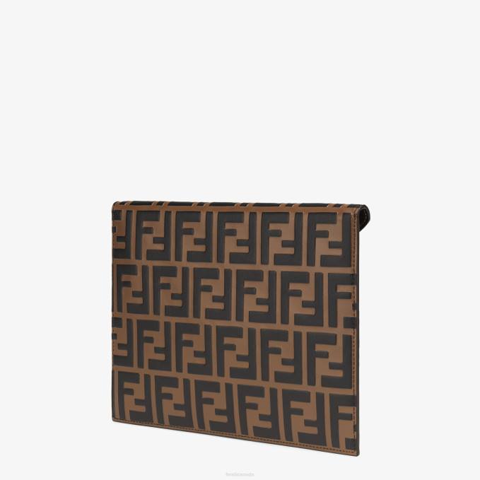 Women Flat Leather Pouch Brown Fendi Accessories 6RHH1476
