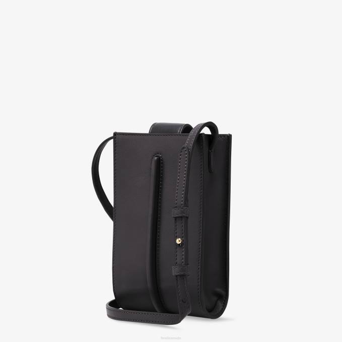 Women Graphy Phone Leather Pouch Black Fendi Accessories 6RHH1432