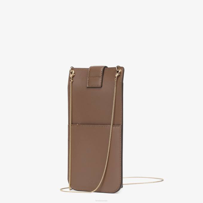 Women Phone Leather Pouch Brown Fendi Accessories 6RHH1564